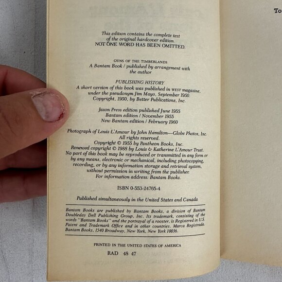 Guns Of The Timberlands By Louis LAmour Paperback 1988 Bantam Edition - Picture 3 of 3